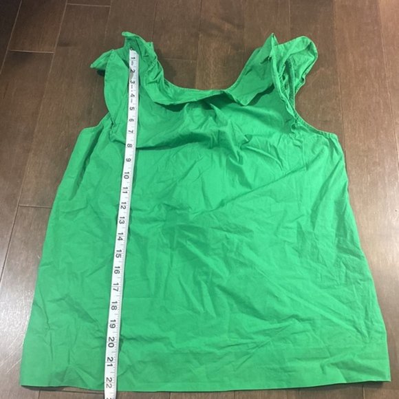 J crew womens 100% cotton green tank with ruffles - Picture 5 of 5